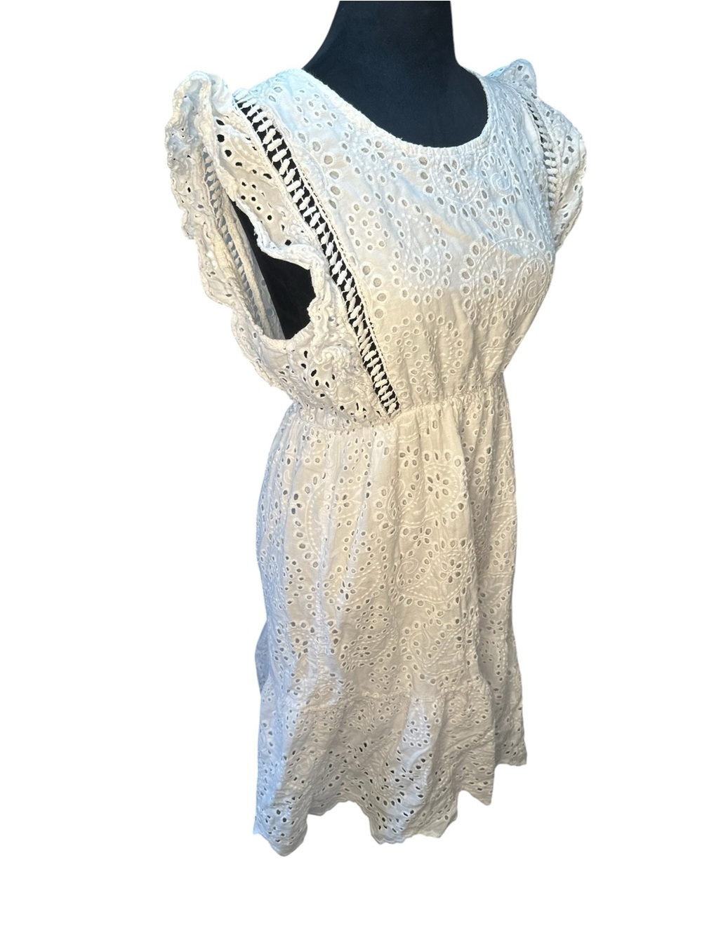 Lungo L’Arno Made in Italy White Eyelet Cotton Dress Women’s Size M - Picture 9 of 13